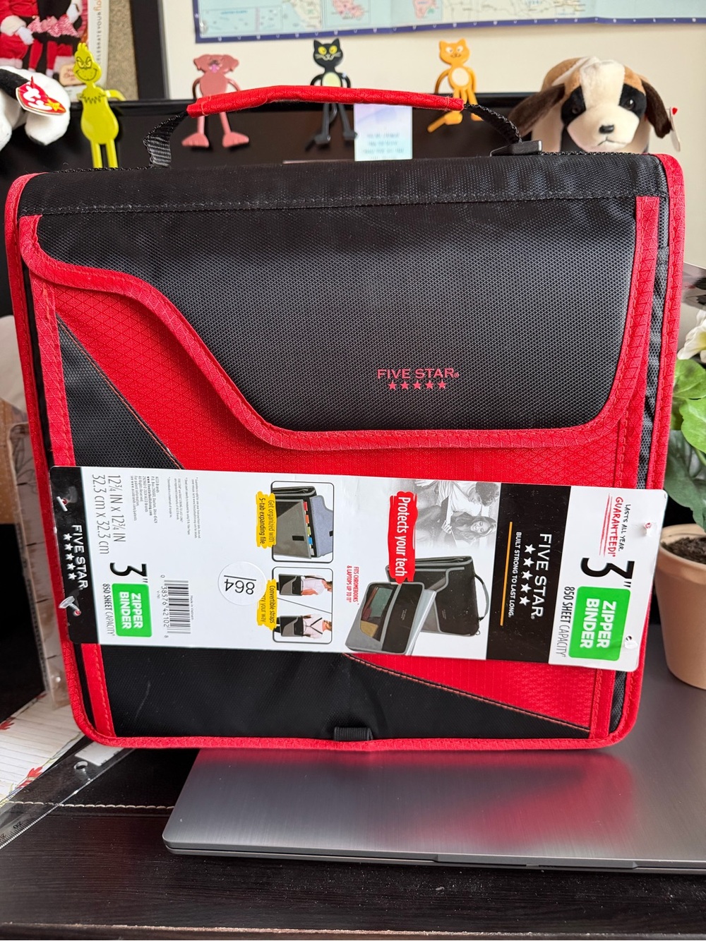 Five Star Red and Black Zippered Tablet Binder with Handle